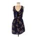 Aqua Casual Dress - Wrap: Blue Print Dresses - Women's Size Medium