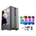 ATX Case,Mid-Tower PC Gaming Case ATX/M-ATX/ITX - Front I/O USB 3.0 Port - Fully Transparent Side Panels - 8 Fan Position - Support Water Cooling (Size : 3 fans)