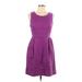 J.Crew Factory Store Casual Dress - A-Line Scoop Neck Sleeveless: Purple Print Dresses - Women's Size 10