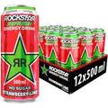 Rockstar Energy Drink Non Alcoholic - 200mg Caffeine With Taurine, Guarana, and B-Vitamins 500ml (24 x 500ml, Strawberry Lime)