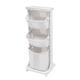 Laundry Basket on Wheels,3 Compartments Laundry Box Collection Trolley Plastic Storage Baskets,Container with Stores for Clothes and Toys,Beige,White,43 * 33 * 109cm,Rectangle,Simple, Modern