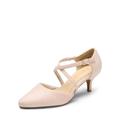 DERAM Pairs Womens Court Shoes Mid Heel Chunky Dress Sandals Pointed Toe Kitten Ladies Ankle Strap Wedding Party Pumps SDPU2437W-E,Size 7,Pink,SDPU2437W-E