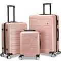 SA Products Suitcase Set of 3 | ABS Hard Shell Suitcase with Lock | Cabin Luggage, Luggage Sets, Cabin Suitcase, Luggage Set | Carry on Suitcase, Hand Luggage Suitcase (Rose Gold)