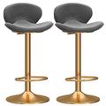 DameCo Barstools Adjustable Bar Stools with Footrest Counter Stools with Backs, Velvet Swivel Counter Height Bar Stools for Kitchen Island, Pub-Gray+Gold interesting