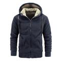 Men'S Fleece Jacket - Long Sleeve Fleece Lining Hooded Jacket Coat Mens Fashion Zip-Up Sweatshirts Men Fall Winter Warm Clothing Men'S Outdoor Jacket,Gray,4Xl