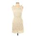 Monteau Casual Dress - Mini Scoop Neck Sleeveless: Ivory Print Dresses - Women's Size Small