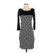 White House Black Market Casual Dress - Sheath Scoop Neck 3/4 sleeves: Black Print Dresses - Women's Size 2X-Small