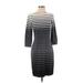 Lauren by Ralph Lauren Casual Dress - Sweater Dress: Gray Stripes Dresses - Women's Size Small