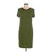 MICHAEL Michael Kors Casual Dress - Shift Crew Neck Short sleeves: Green Print Dresses - Women's Size Large