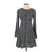 Zara Casual Dress - A-Line Crew Neck Long sleeves: Black Dresses - Women's Size Small