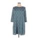 Kim Rogers Casual Dress - Shift Crew Neck 3/4 sleeves: Blue Dresses - Women's Size X-Large Petite