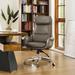 Brayden Studio® Corjan Mid-Century Modern Gas Lift Swivel Executive Chair or Office Chair w/ Headrest Upholstered in Gray/Brown | Wayfair