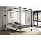 Coaster Monroe Canopy Bed Wood & /Upholstered/Metal & /Metal in Brown/White | Queen | Wayfair 300834Q