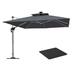 Arlmont & Co. Retonia 12Ft. Double Top Deluxe Square Patio Umbrella w/ Steel Plate Base in Gray | 108 H x 120 W x 120 D in | Wayfair