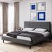 Ebern Designs Romley Platform Bed Upholstered/Linen in Gray | 46 H x 55 W x 77 D in | Wayfair 6784ECB2CB1B41BFBE22901C2198B81A