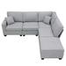 Gray Reclining Sectional - Latitude Run® Juden 5 - Piece Slipcovered Reclining Corner Sectional Linen | 32 H x 89.8 W x 60.2 D in | Wayfair