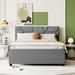 Wrought Studio™ Full Size Platform Bed w/ Brick Pattern Headboard & Twin Size Trundle Upholstered/Linen in Gray | 39.8 H x 63 W x 74.2 D in | Wayfair