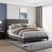 Red Barrel Studio® Platform Bed w/ Tufted Headboard Upholstered/Linen in Gray | 51.1 H x 64.3 W x 84.8 D in | Wayfair