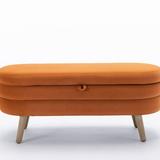 George Oliver Kiare Velvet Upholstered Storage Bench Solid + Manufactured Wood/Wood/Velvet in Brown | 18.7 H x 48.88 W x 16.93 D in | Wayfair