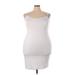 Casual Dress - Bodycon Scoop Neck Sleeveless: White Print Dresses - Women's Size 3X