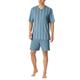 Schiesser Herren Schlafanzug kurz V-Ausschnitt-Nightwear Set Pyjamaset, blaugrau_181161, 52