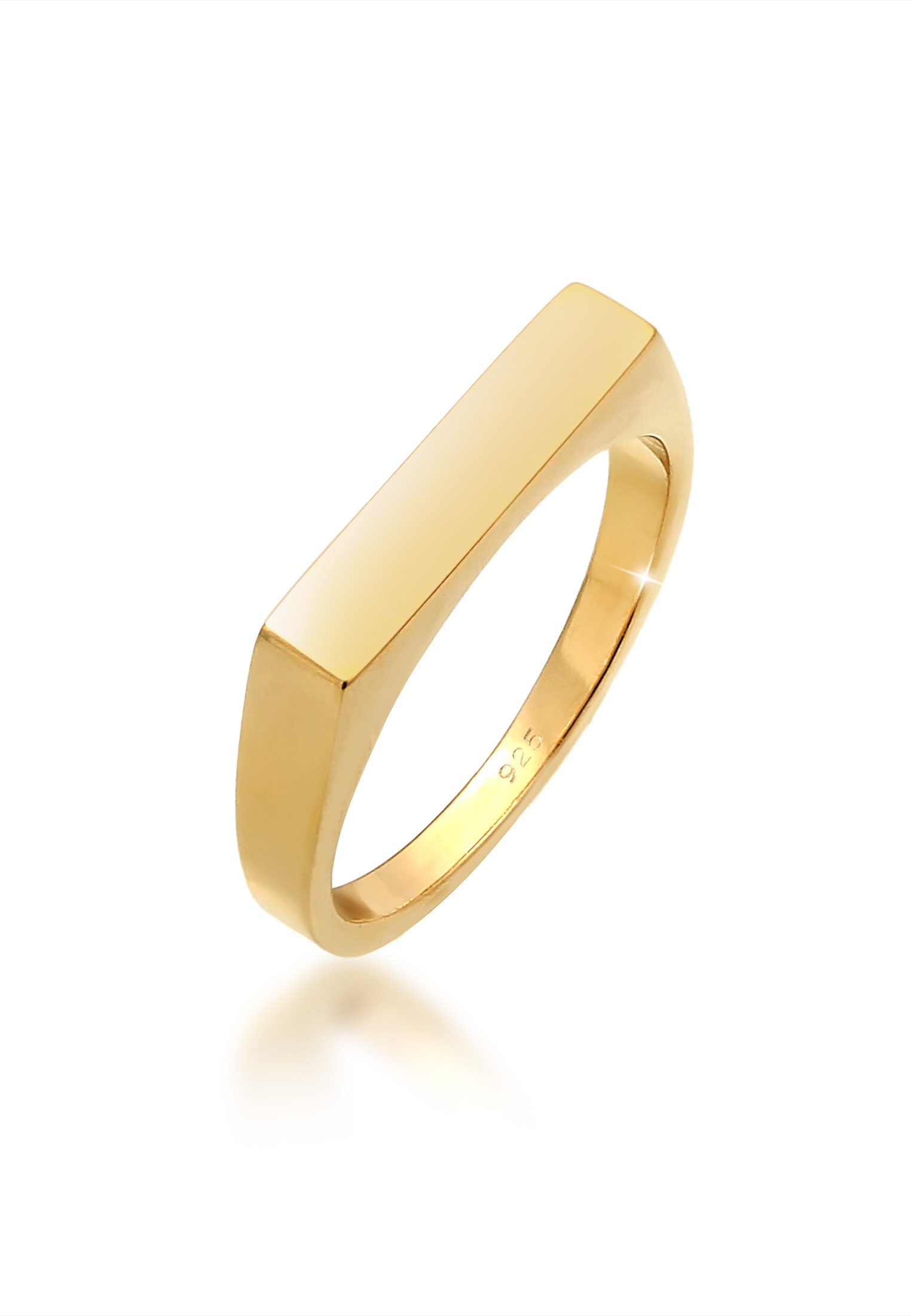 Siegelring ELLI "Siegelring Rechteck Pinky Ring 925 Silber" Gr. 54, gold, Fingerringe, Damen, 54mm, Silber 925 (Sterlingsilber), 2mm, Siegelring
