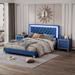 3-Pieces Bedroom Sets, Full/Queen Size Upholstered Platform Bed with LED Lights and Two 2-Drawer Nightstands