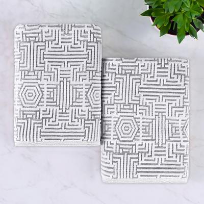 Superior Jasper Cotton Modern Geometric Jacquard Bath Sheet Set of 2