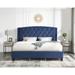 Roundhill Furniture Fentina 3-Piece Upholstered Bedroom Set Tufted Wingback Bed with Two Nightstands