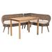 Raisa Modern Bohemian Greywashed Seagrass Bench and Wood Table Dining Nook Set