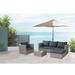 4-Piece Wicker Patio Conversation Set with Black Cushions