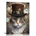 COMIO Steampunk Cat Wall Art & Decor - Steampunk Accessories - Gothic Home Decor - Goth Room Decor - Kitty Kitten Cat Lover Gifts - Cat Gifts for Women - Cute Cat Posters for Girls Bedroom