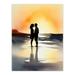 Kisses At Dawn Watercolour Painting Couple Kissing At Dawn Orange Grey Romantic Moment Between Lovers At A Coastal Landscape Bedroom Art Unframed Wall Art Print Poster Home Decor Premium