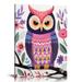 COMIO Watercolor Owl Children Nursery Canvas Wall Decor Wall Art Poster Art Print Watercolor Animal & Flower Wall Art Canvas Poster & Frame Owl Wall Art Room Art