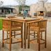 5 Piece Teak Wood Peanut Patio Bistro Bar Set with 4 Bar Chairs and 35 Bar Table
