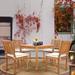 5 Piece Teak Wood Florence Bistro Dining Set including 35 Square Table and 4 Side Chairs