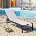 VREDHOM Aluminum Adjustable Outdoor Chaise Lounge Chair Light Grey