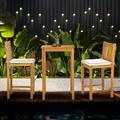 3 Piece Teak Wood Elzas Intimate Bistro Bar Set includes 27 Table and 2 Barstools