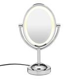 Conair Lighted Makeup Mirror with Magnification Oval Mirror LED Vanity Mirror 1X/7X Magnifying Mirror Double Sided Mirror Corded in Polished Chrome