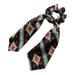 WINDLAND European Ladies Imitation Silk Hair Rope Vintage Rhombus Floral Printed Ponytail