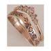 SDJMa Elegant Simple Wedding Ring for Women Vintage Gold Color V-Shaped Hand Carved Flowers Ring Wedding Bridal Sets - Rose Gold SIZE-5