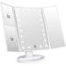 WEILY Makeup Vanity Mirror with LED Lighting and Touch Screen Tri-Fold 1x 2X 3X Magnification 180Ã‚Â° Adjustable Rotation Battery and USB Powered Countertop Cosmetic Mirror (White)