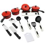 Matoen 13Pcs Cooking Pretend Play Toy Toddlers Pots and Pans Cookware Playset with Cooktop Kids Kitchen Toys Set Birthday Gifts for Girls Boys Age 2-7