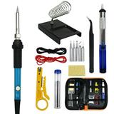 Pristin Electric Soldering Iron 60W Handheld Adjustable Core Iron Tool Ceramic Core Iron Fast Ceramic Core PCS Kit 60W Iron Tool DIY Handheld Adjustable Temperature Kit 60W Handheld 15 PCS Kit LAOSHE