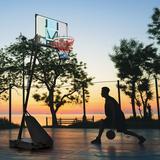 CITYLE Basketball Hoop Outdoor 8 - 10ft Height-Adjustable Basketball Hoop Goal System with LED Basketbsll Hoop and 44 Inch Backboard and Portable Wheels Portable Backboard System for Kids/Adults