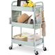TOOLF 3-Tier Rolling Cart Utility Storage Cart with DIY Dual Pegboards Organizer Serving Trolley for Office Home Kitchen Green