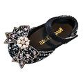 BOLUOYI Shoes for Girls Fashion Spring and Summer Children Dance Shoes Girls Dress Performance Princess Shoes Light Breathable Sequins Pearl Bow Buckle Black 33