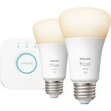 1 PK Philips Hue 2-Bulb 75W Equivalent Cool White A19 Medium Dimmable LED Light Bulb Starter Kit