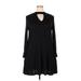 Iz Byer Casual Dress - A-Line Crew Neck Long sleeves: Black Solid Dresses - Women's Size 2X