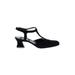 DKNY Heels: Pumps Chunky Heel Casual Black Solid Shoes - Women's Size 5 1/2 - Almond Toe